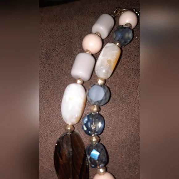 Loft Gemstone multistrand necklace signed crackle quartz faceted crystal beaded - Picture 5 of 15